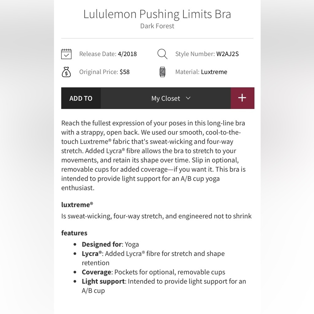 Lululemon Pushing the Limits Bra - Picture 9 of 9